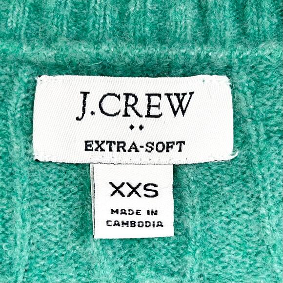 J. Crew Cable Knit Mock Neck Extra-Soft Green Sweater - Picture 7 of 8